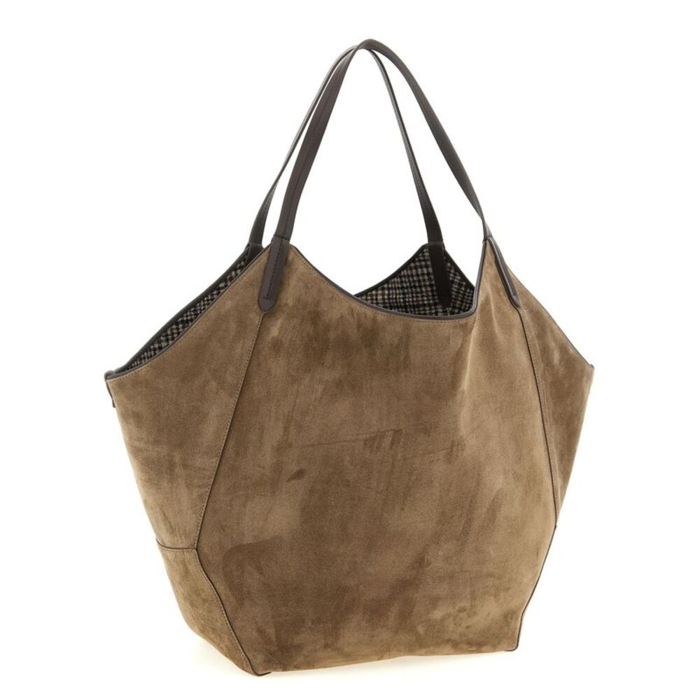 Brunello Cucinelli Brown Alpaca Leather Tote Women's Bag - Picture 2 of 4